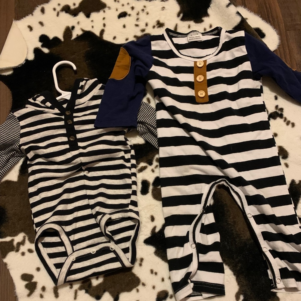 Carter’s and Rip threads onesie and jumpsuit bundle; 12m